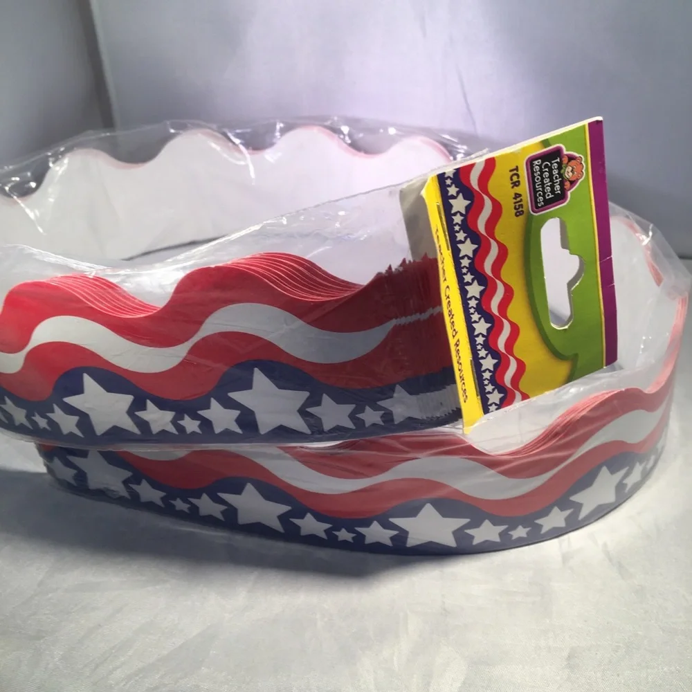 New in package with‎ tags patriotic bulletin board trim wavy